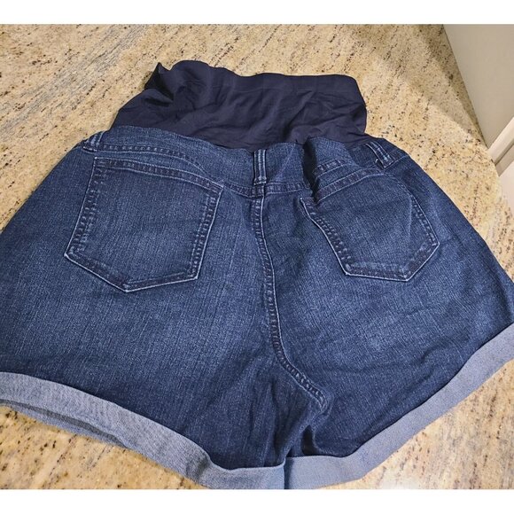 A:Glow Maternity Size 16 Full Panel Cuffed Boyfriend Jean Shorts  Blue - Picture 4 of 8